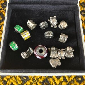 Assorted Silver and Enamel Beads